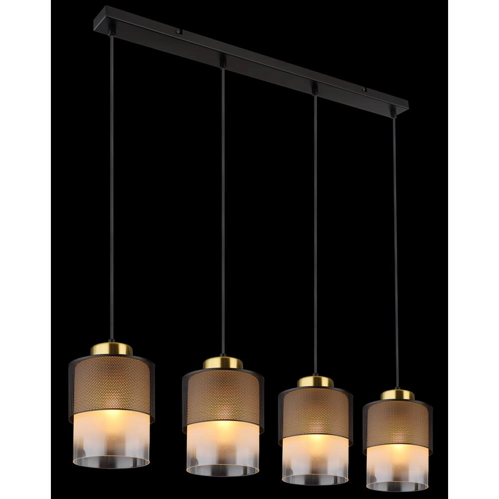 Hanglamp Olga 4-lichts zwart met gaas Globo 9007371455485