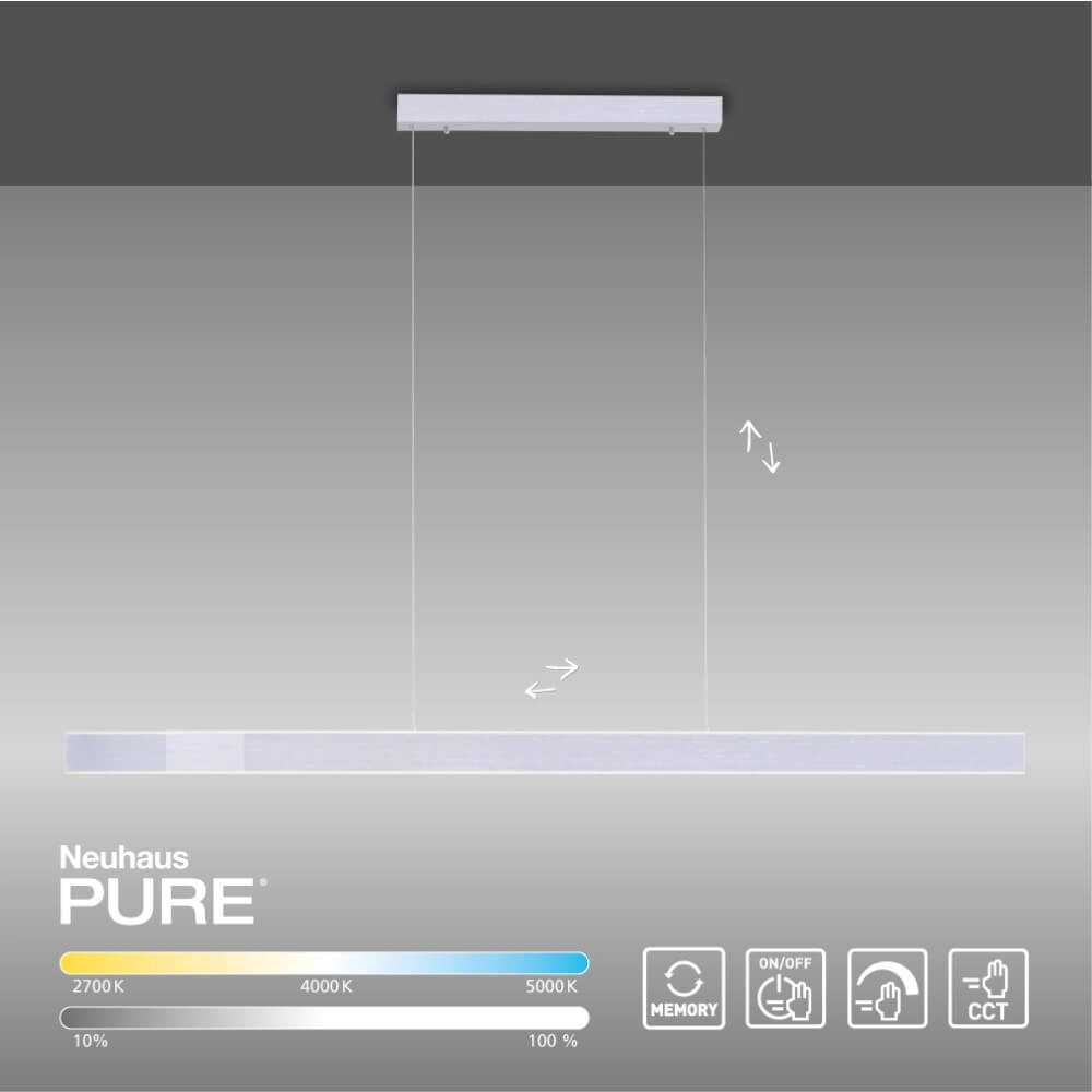 Strakke hanglamp Pure Lume aluminium Paul Neuhaus 4012248352212