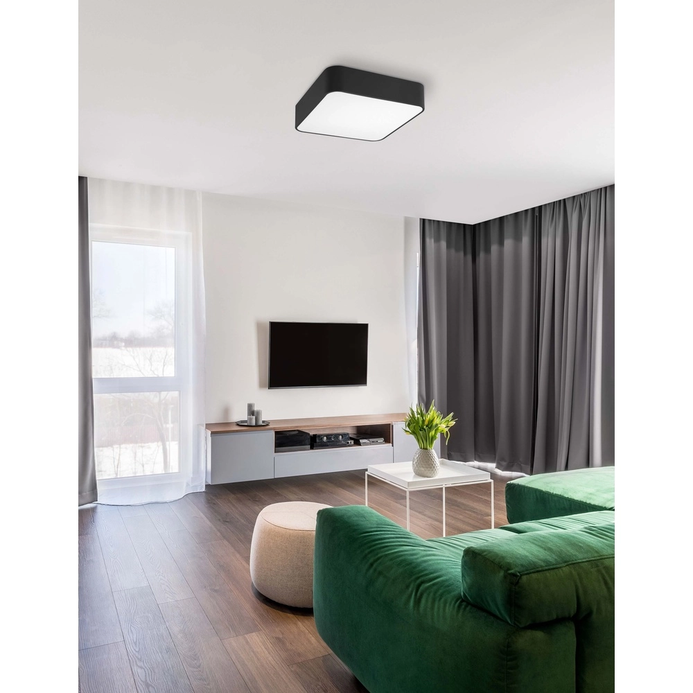 Vierkante plafondlamp Ragu zwart 36cm Vierkante plafondlamp Ragu zwart 36cm