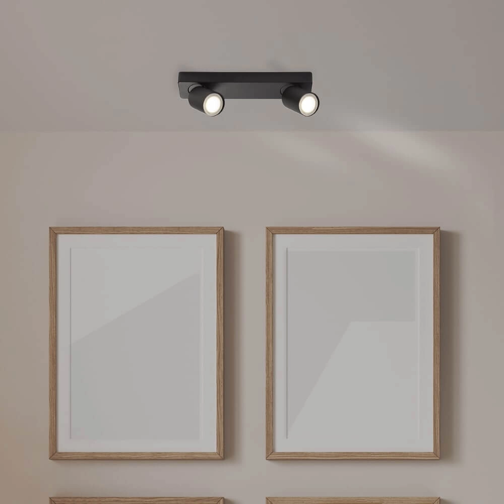 Plafondlamp Moon 2 rechthoekig zwart Lyora