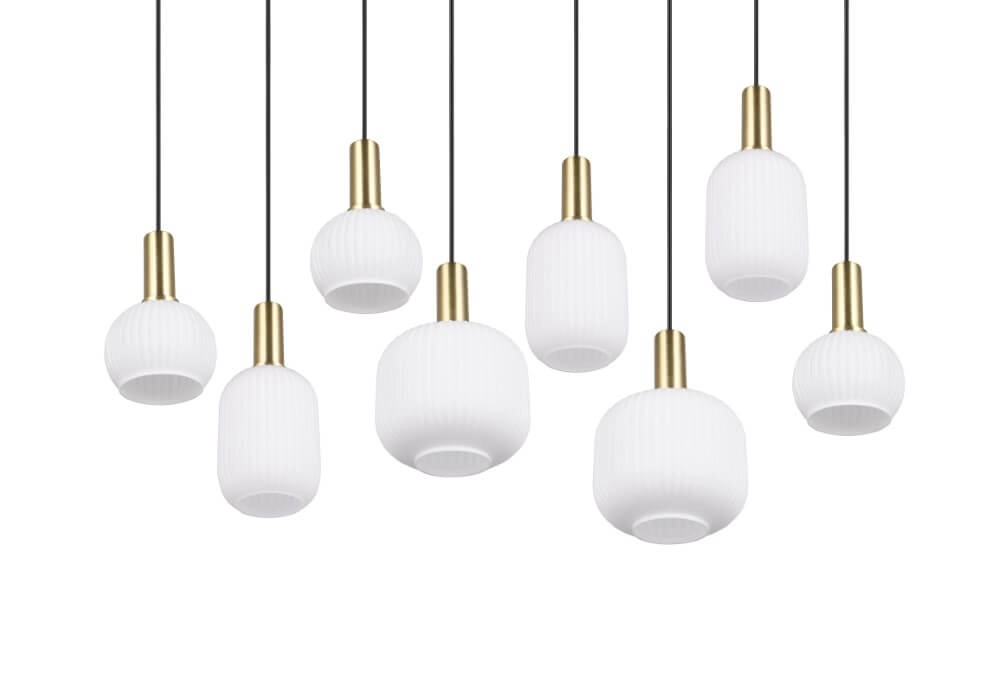 Eetkamer hanglamp Diva 8-lichts - wit glas Trio 4017807614527