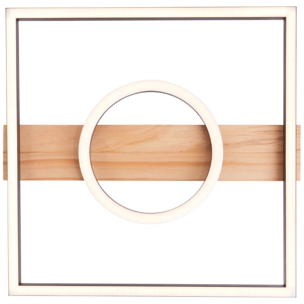 Plafondlamp Maureen 40 x 40cm zwart met hout Brilliant 4004353420115