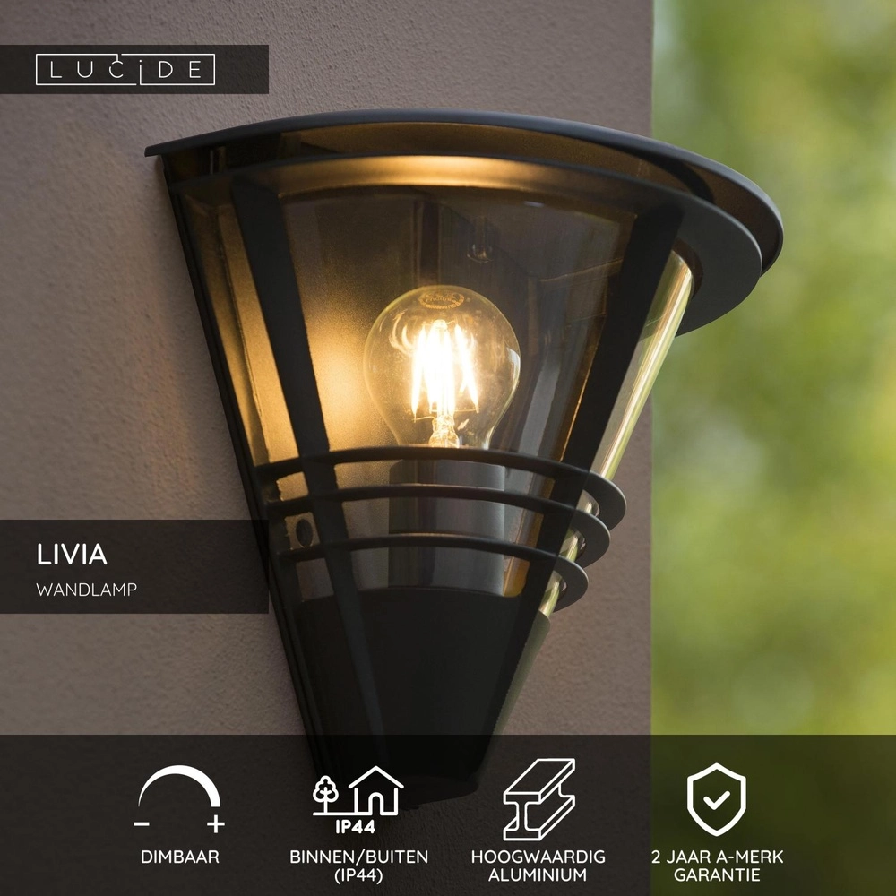 Design wandlamp Livia zwart Lucide 5411212114402