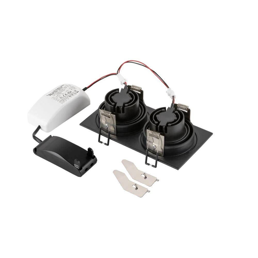 Zwarte inbouwspot New Tria 155 2x Led 2700K SLV 4024163297073