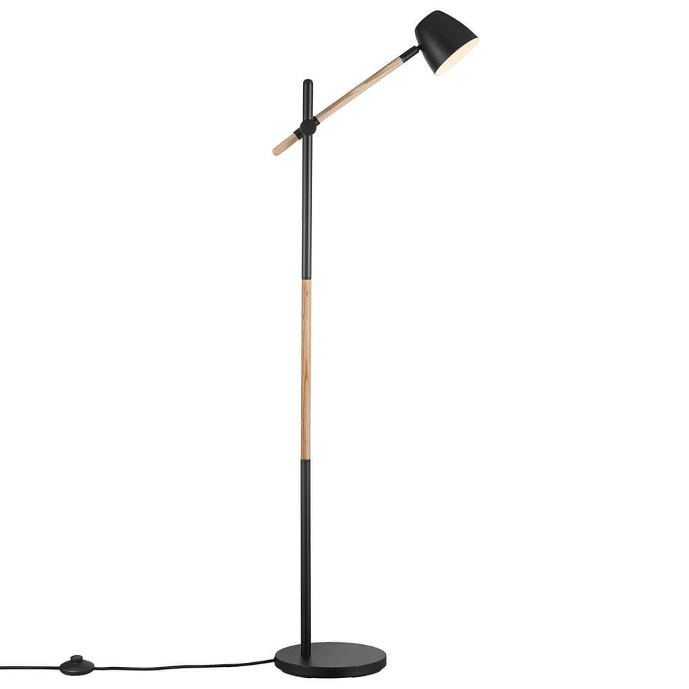 Vloerlamp Theo zwart met hout