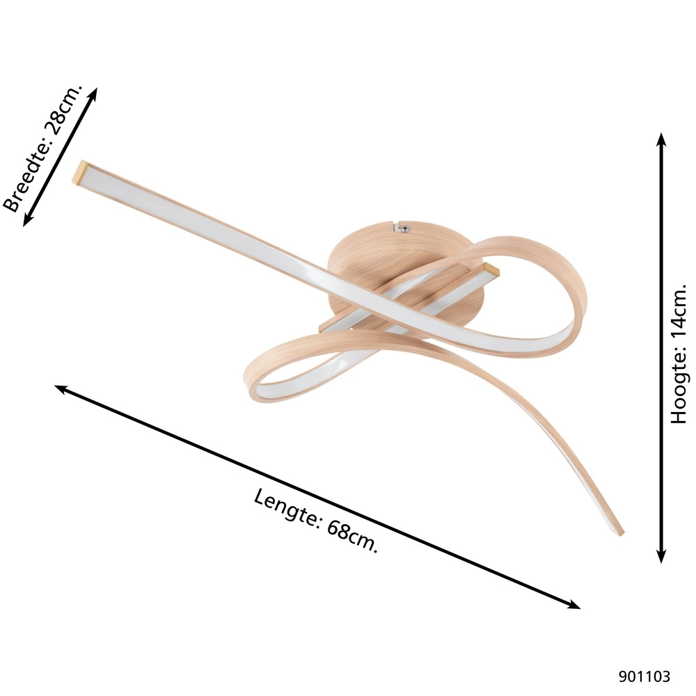 Houtlook led plafondlamp Selvina 2 68cm Eglo 9008606310296