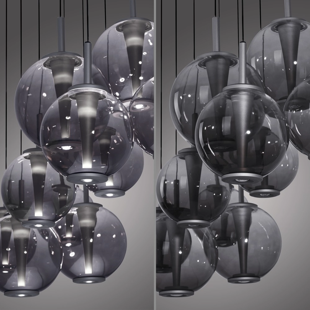 Hanglamp Pure E-Infinty mystic grey met smoke glas Paul Neuhaus 4012248397862