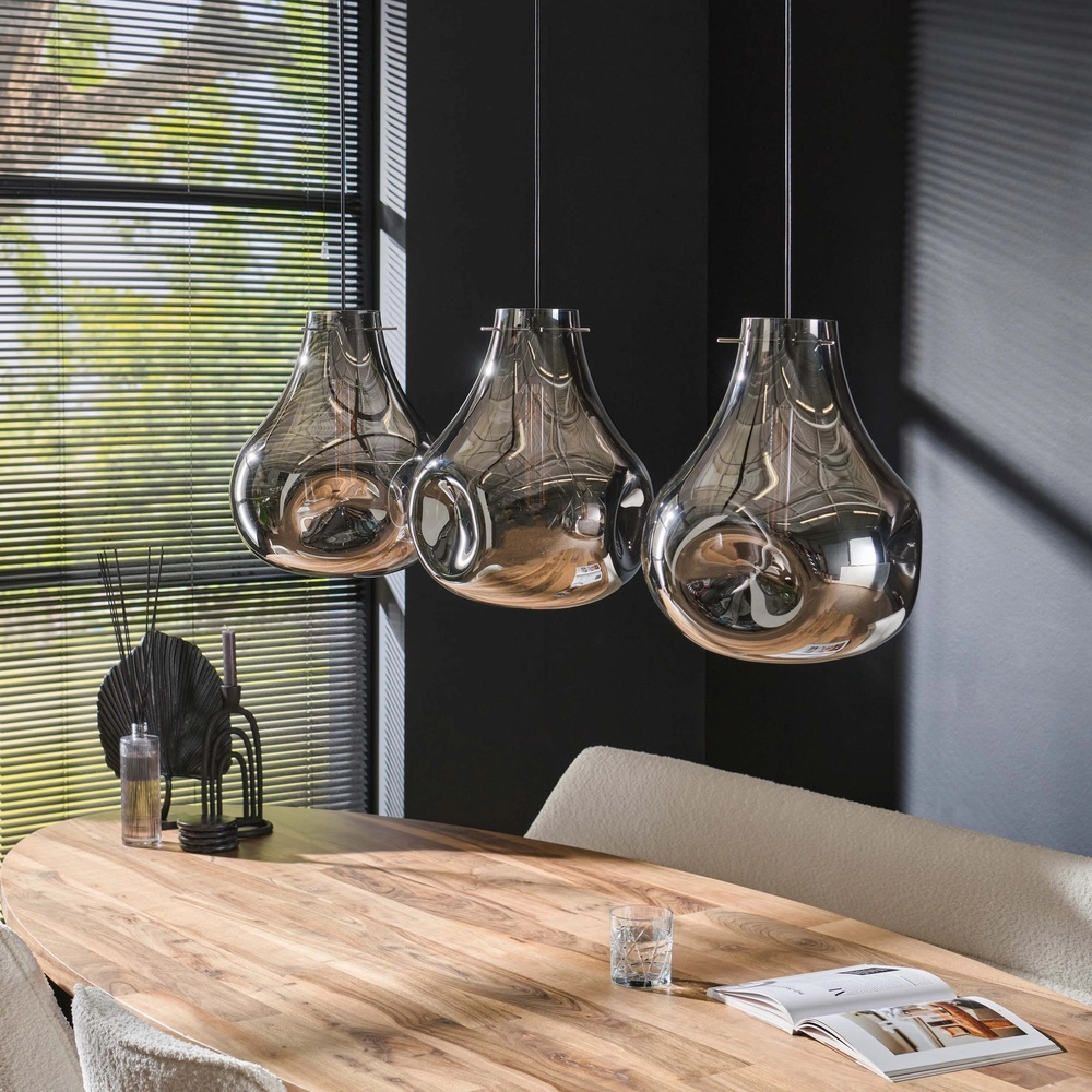 Smoke glazen hanglamp Dent 3-lichts