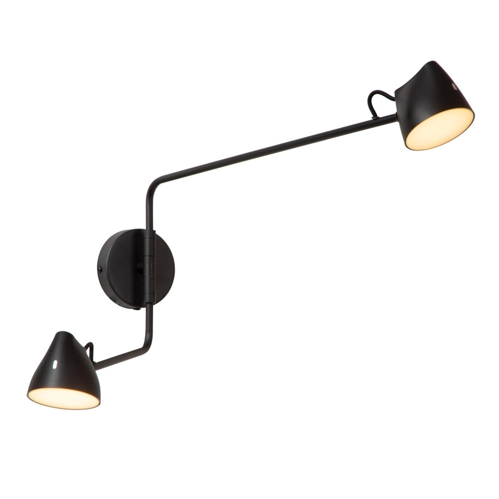 Wandlamp Milne zwart dubbel Lucide 5411212421104
