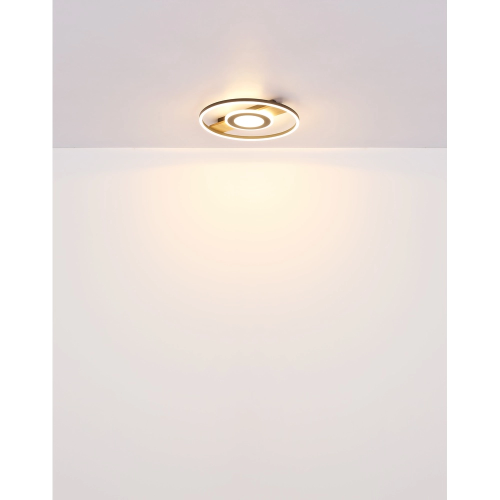 Strakke plafondlamp Pikara zwart met hout Globo 9007371465712