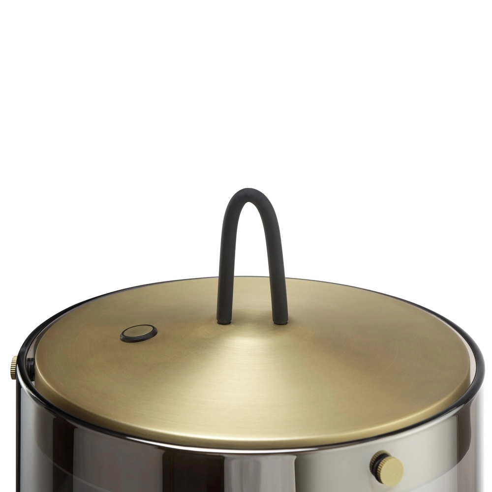 Tafellampje Lumeo messing met smoke glas Ø 20cm Brilliant 4004353463600