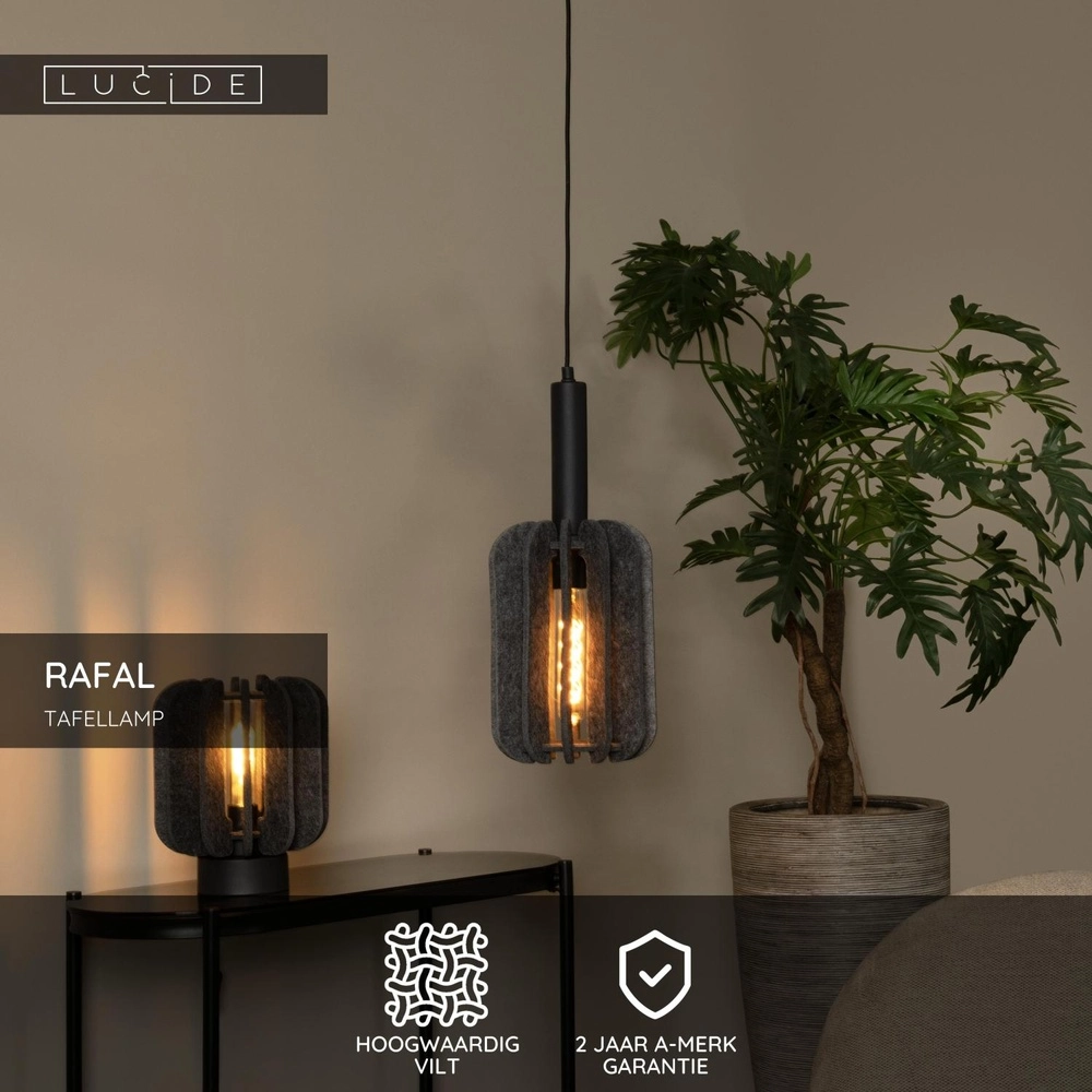 Strakke tafellamp Rafal zwart met grijs Lucide 5411212452795