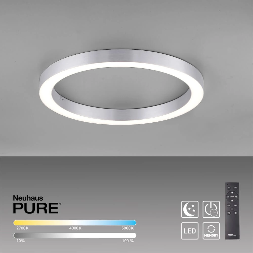 Ronde vloerlamp Pure Lines Round Ø 50cm aluminium Paul Neuhaus 4012248375860