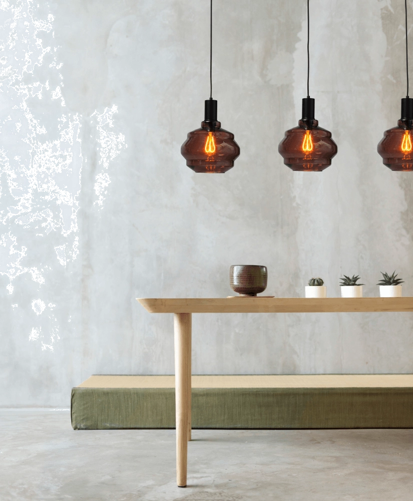 3-lichts hanglamp - zwart - Porto met Ball red glazen - Ø 24cm Masterlight 8718121269474