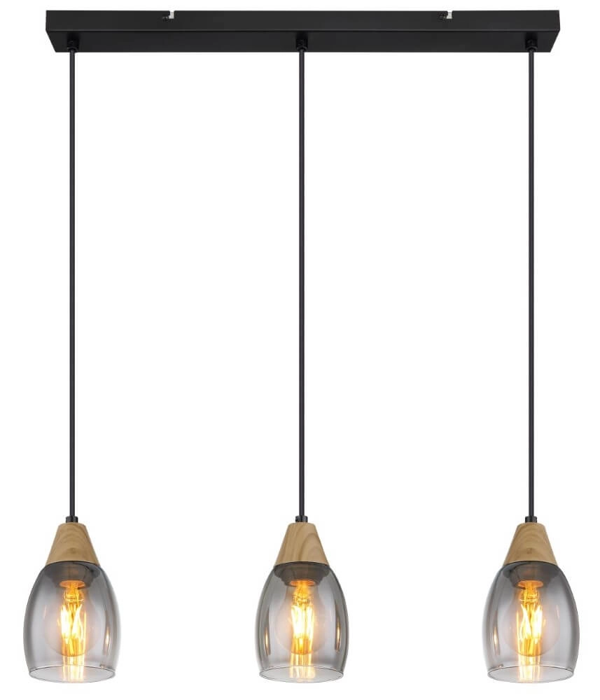 3-lichts hanglamp Reid smoke glas Globo 9007371441730