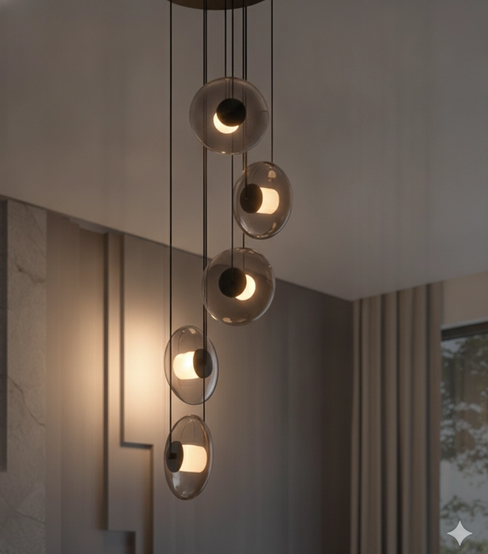 Unieke hanglamp Ballet zwart 5-lichts rond