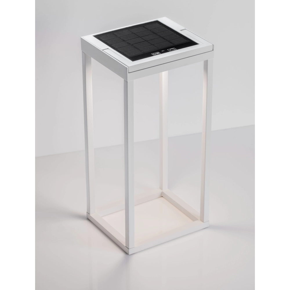 Strakke tafellamp Tegolo wit solar