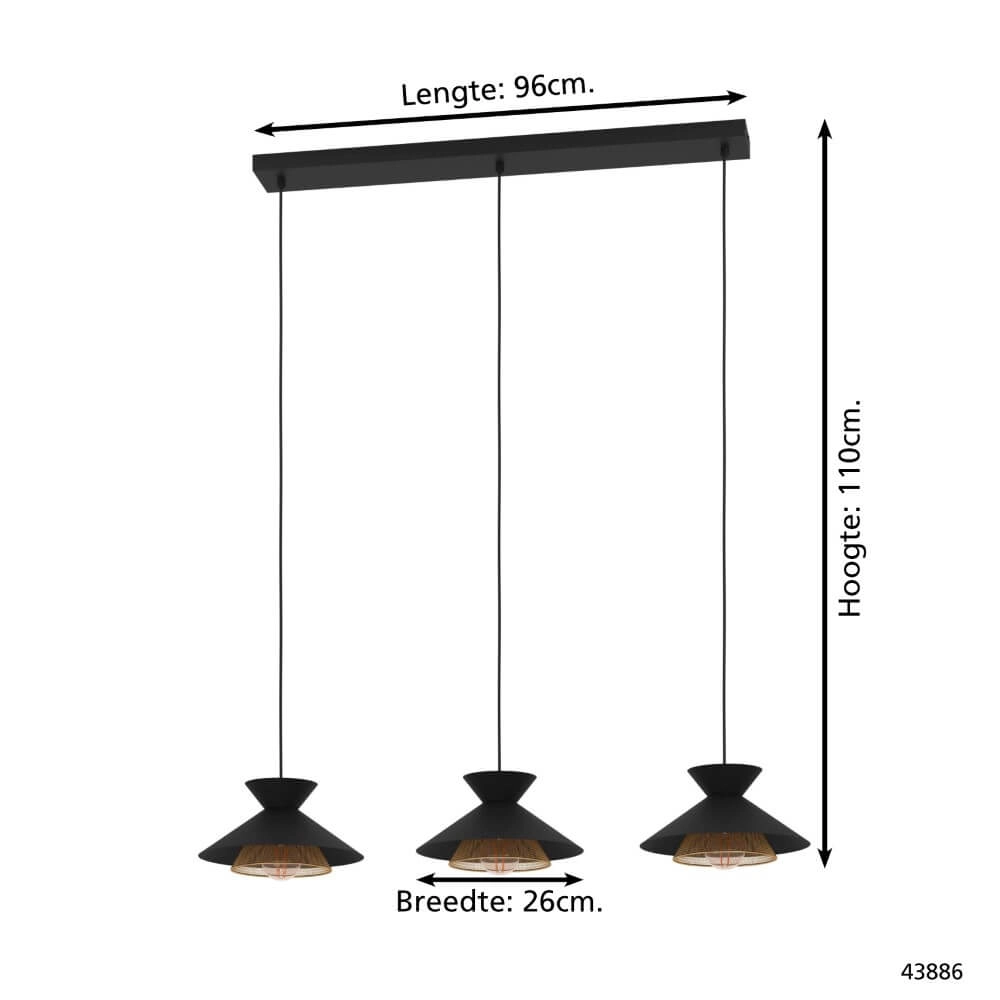 Eetkamer hanglamp Grizedale 3-lichts Eglo 9002759438869
