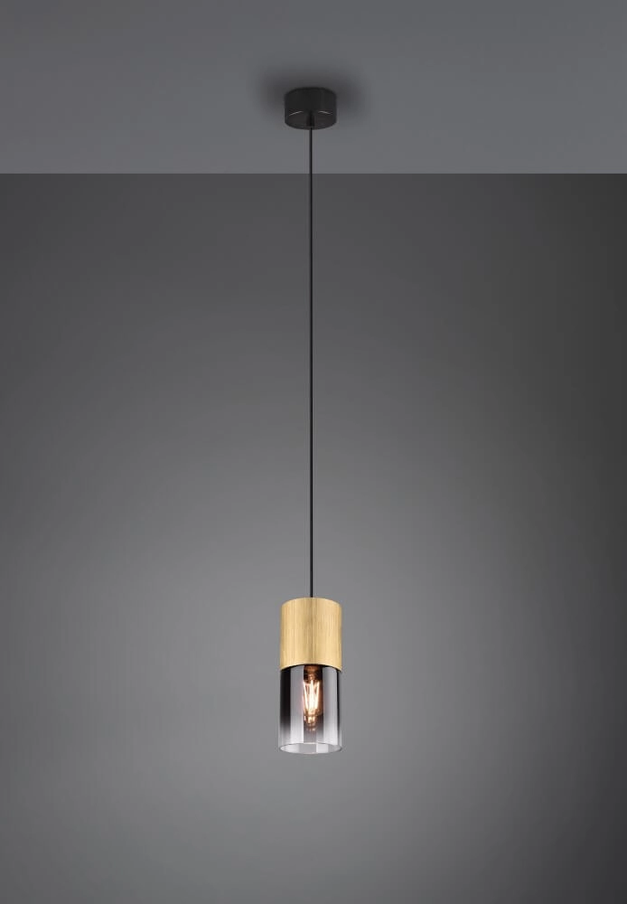 Hanglamp Robin pendel hout met zwart Trio 4017807507478