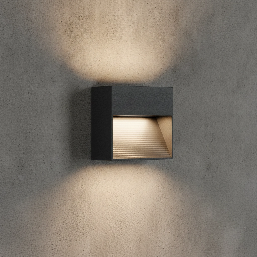 Vierkante wandlamp Krypton 8,5cm grijs