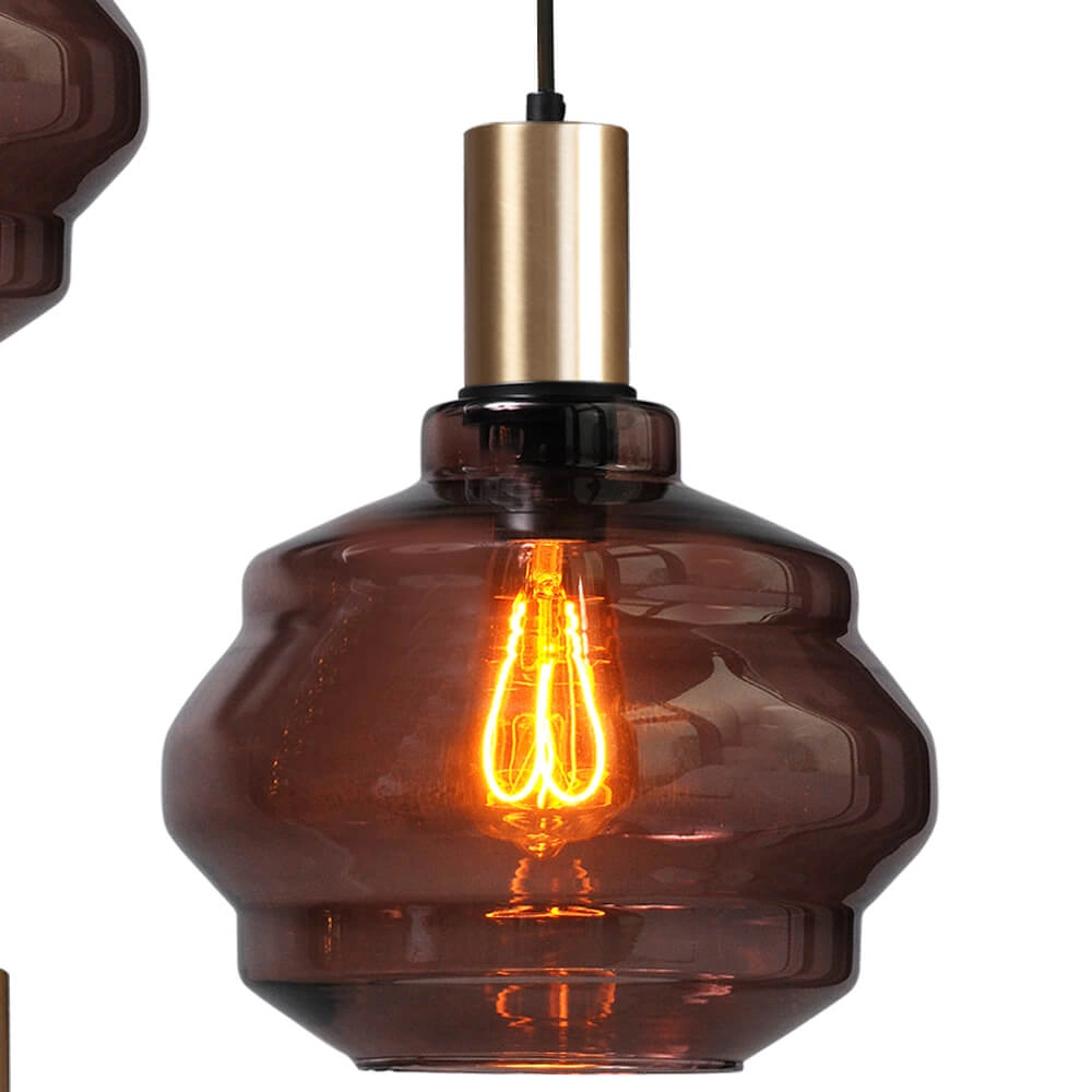 3-lichts vide hanglamp - goud - Porto met Ball red glazen - Ø 24cm Masterlight 8718121270708