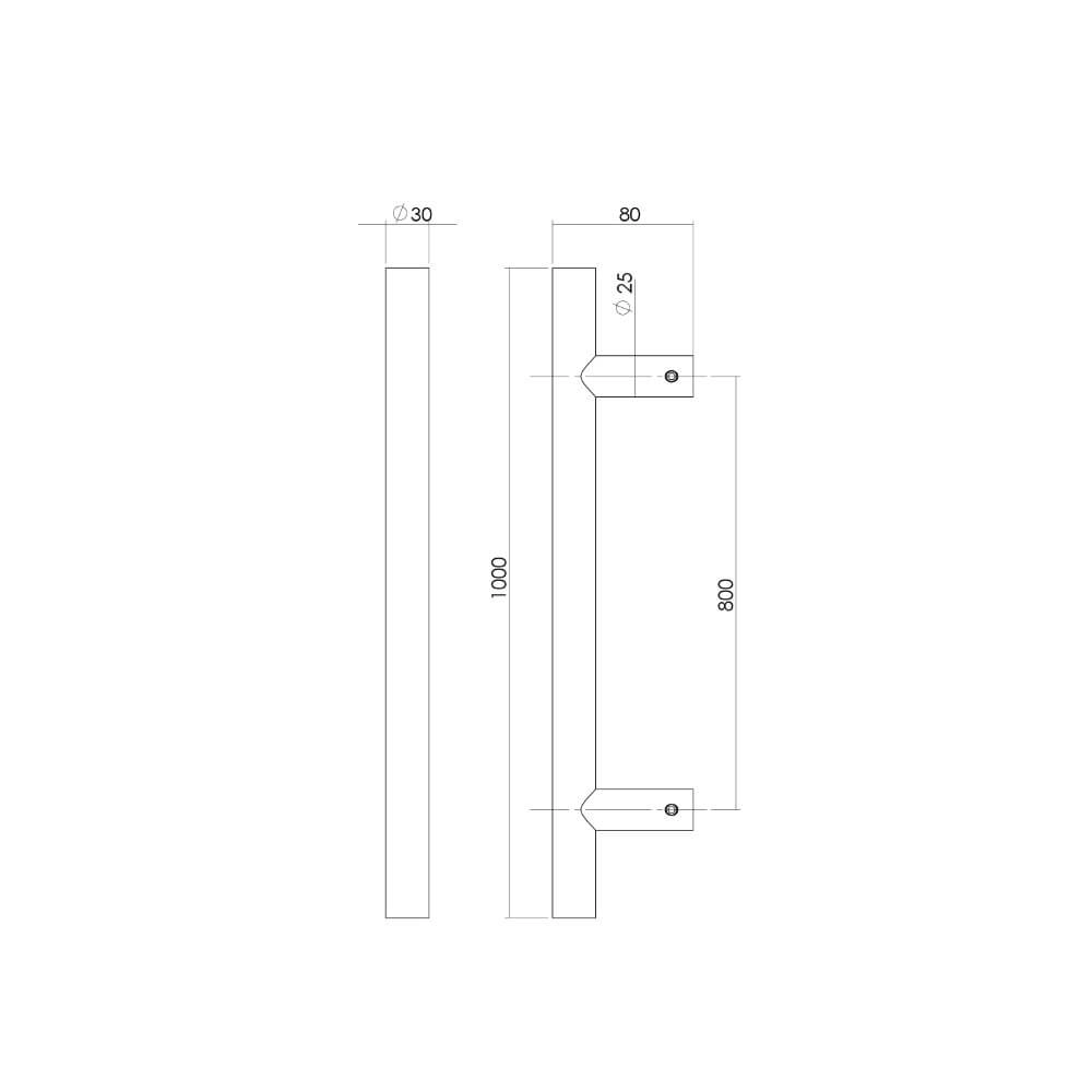 Deurgreep T-vorm Gripon 100x8cm RVS