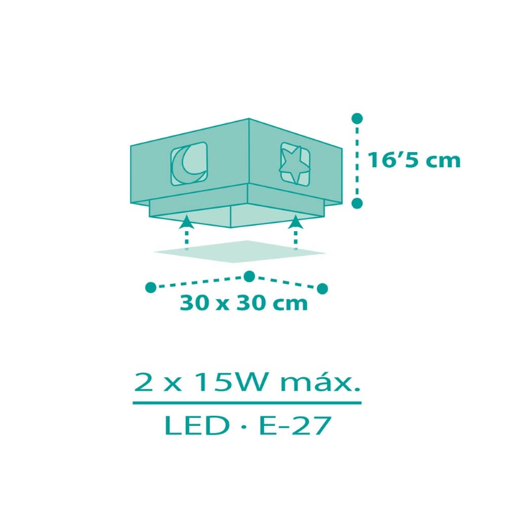 Vierkante plafondlamp Moonlight turquoise Dalber 8420406001562