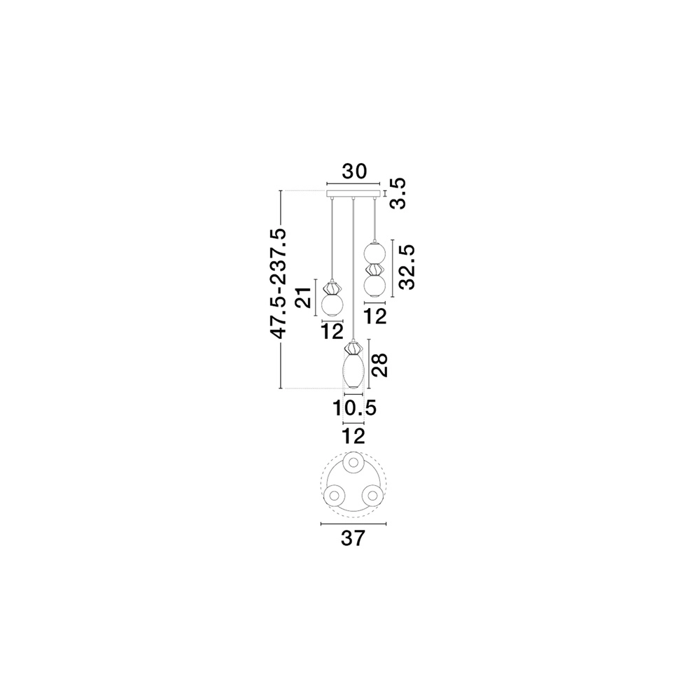 Hanglamp Pallina 3-lichts Lyora 5212017484024