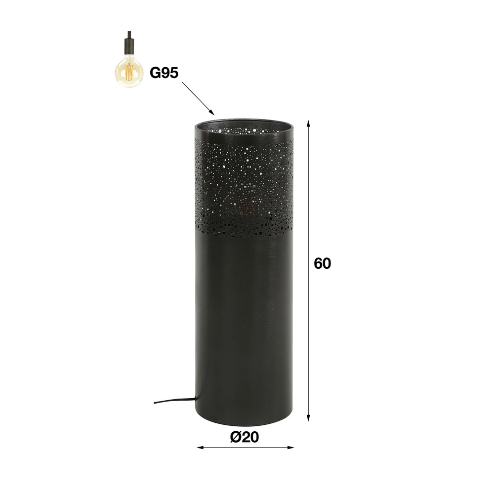 Oosterse vloerlamp Cylinder 60cm - zwart nikkel Lyora 8716803511286