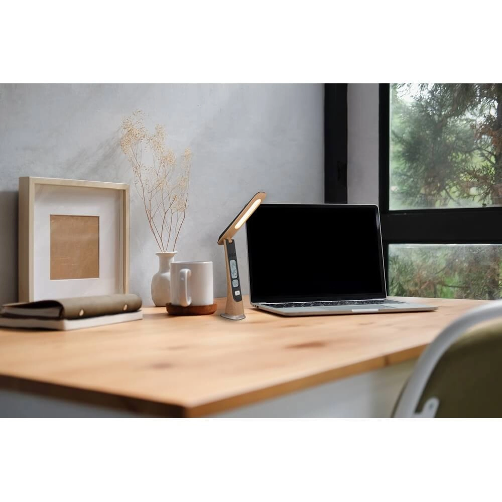 Bureaulamp Averie hout met klok Globo 9007371471720