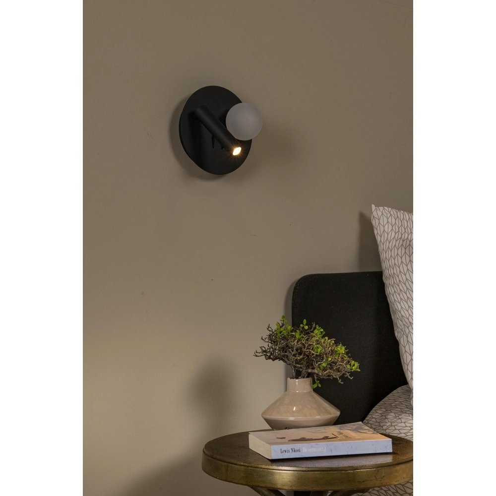 Design bedlampje Matiz zwart met USB oplaadpunt Lucide 5411212771322