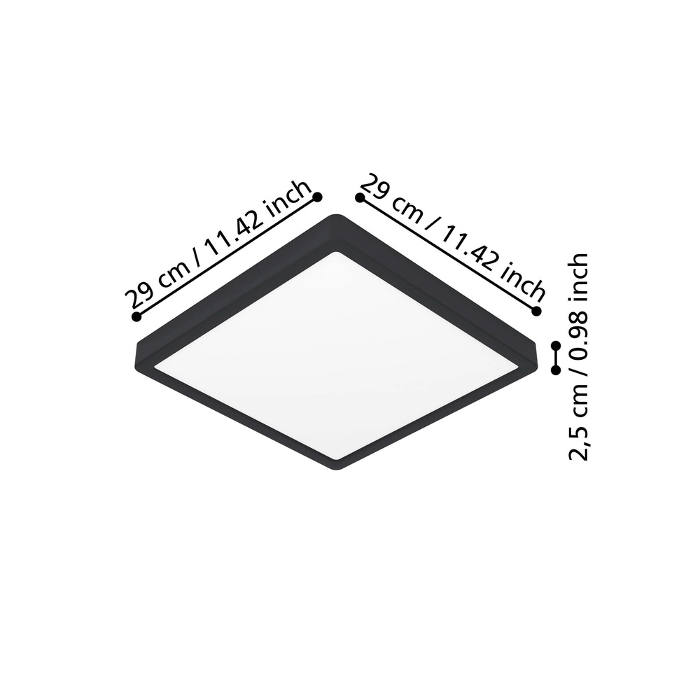 Led plafonnière Fueva 6 vierkant - zwart - 29x29cm Eglo 9008606330126