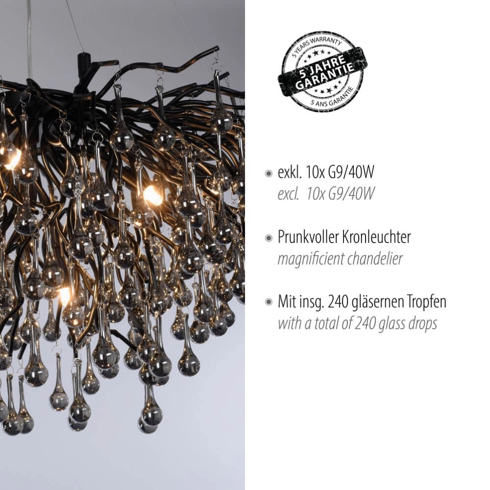 Unieke kroonluchter Icicle zwart Paul Neuhaus 4012248377567