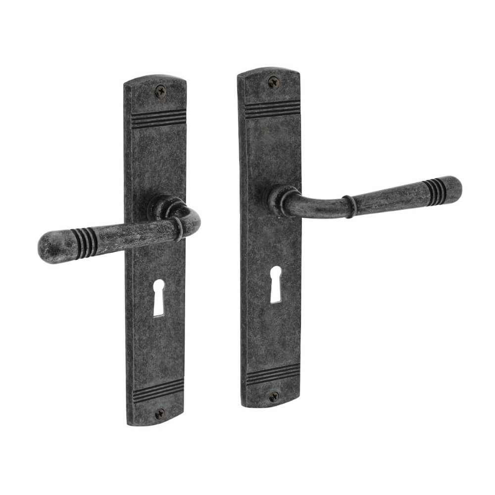 Klassieke deurklink Helena sleutelgat 56mm oud grijs