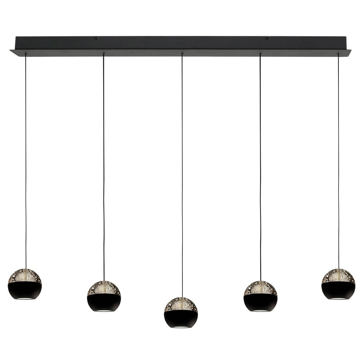 5-licht eettafel hanglamp Belluno led - zwart met glas