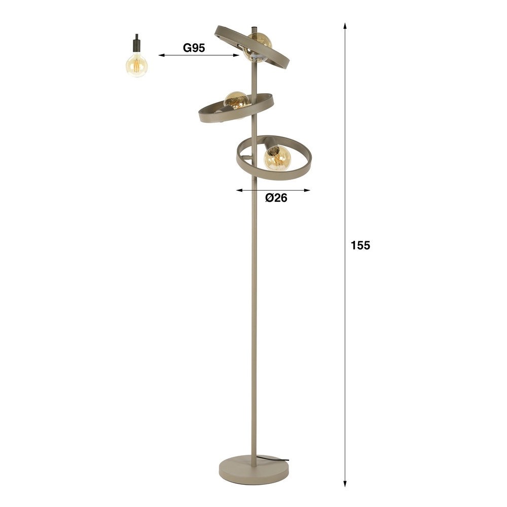 Ringen vloerlamp Hover 155cm hoog - zand Lyora 8716803513303