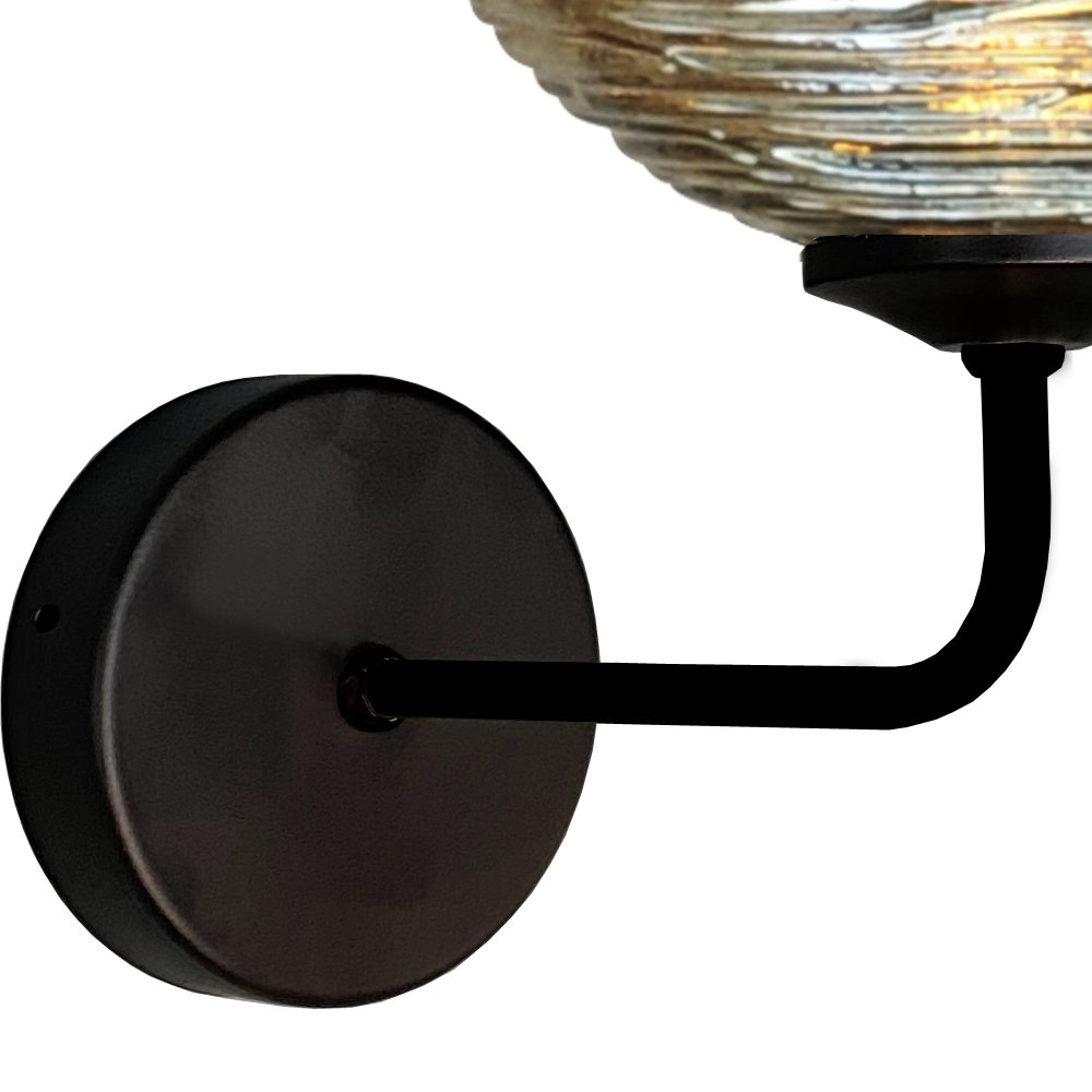 Wandlamp Quinto zwart met gestreept glas Masterlight 8718121247939