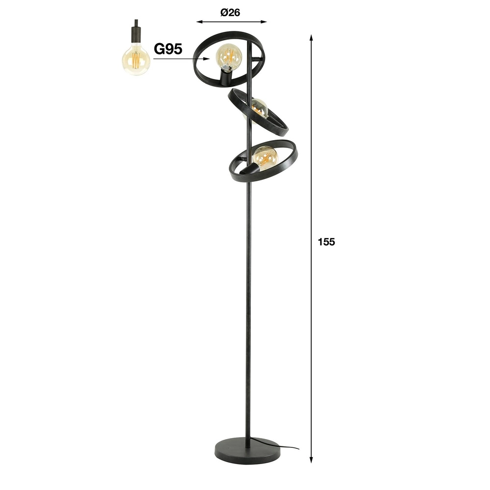 Ringen vloerlamp Hover 155cm hoog - charcoal Lyora 8716803513310