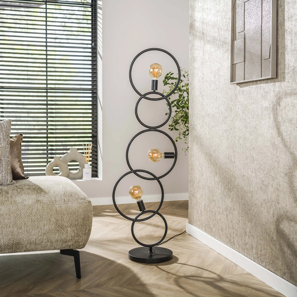 Design vloerlamp Loop zwart - 3x E27 Lyora 8716803511040
