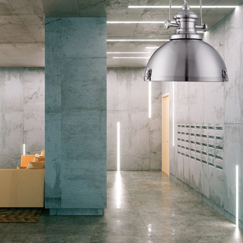 Hanglamp Industrial Pendants Ø 31cm zilver mat Searchlight 5053423050904