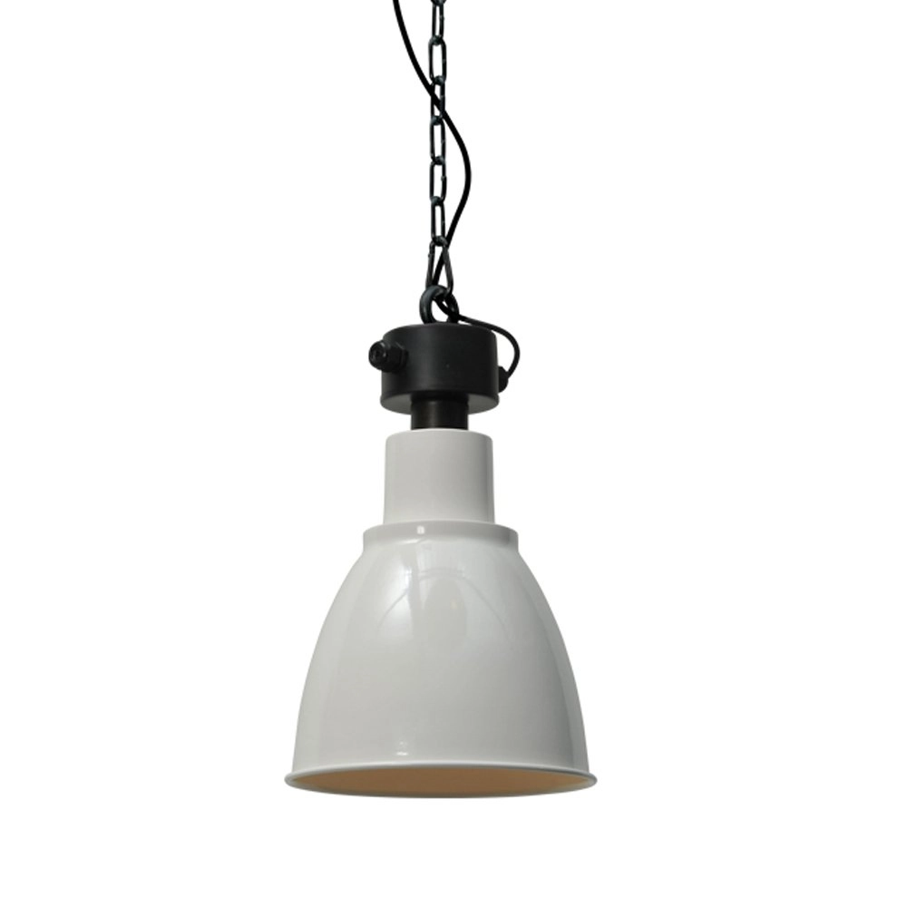 Retro industrie hanglamp Industria 27 Bud wit met zwart
