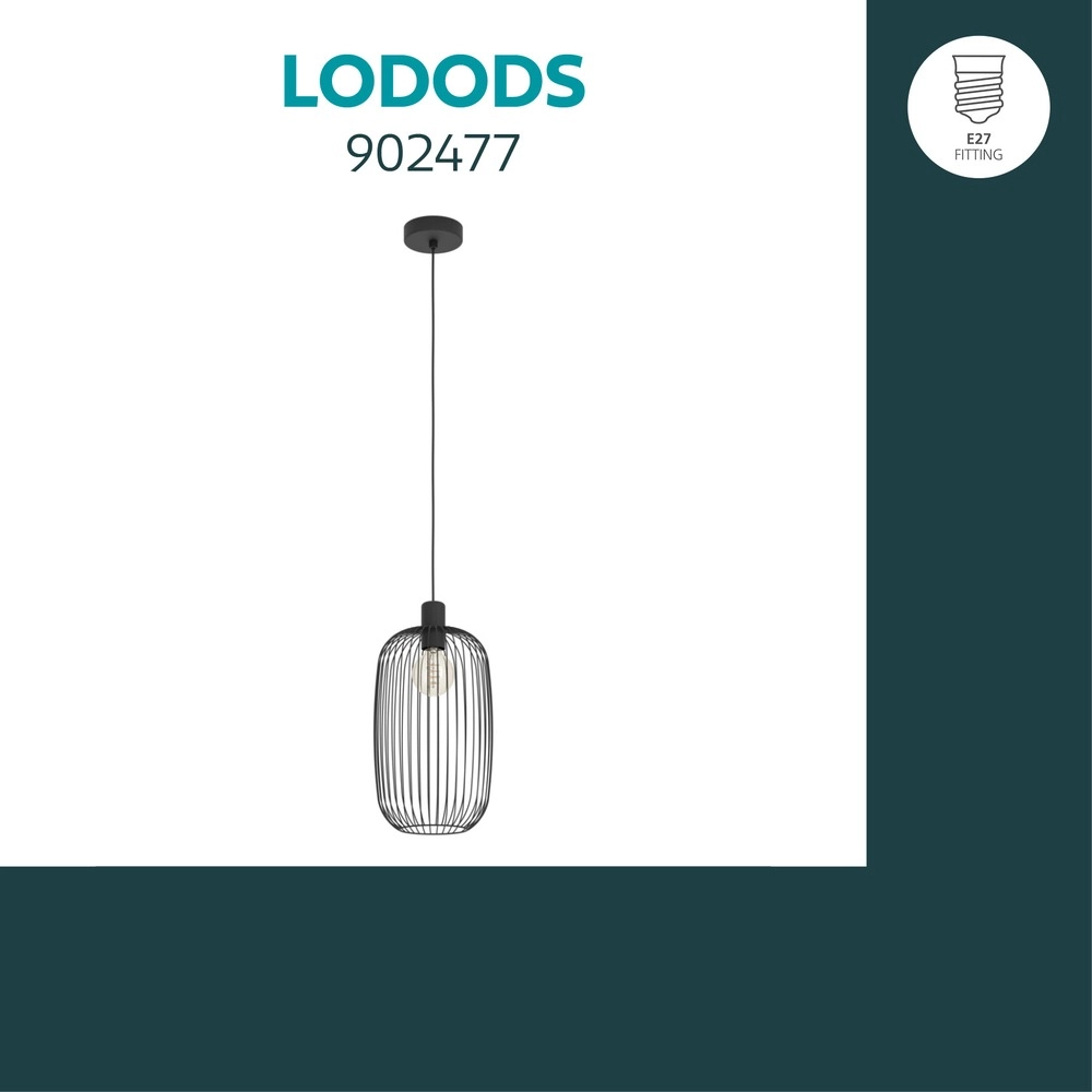 Draad hanglamp Lodods zwart Ø 22cm Eglo 9008606390274