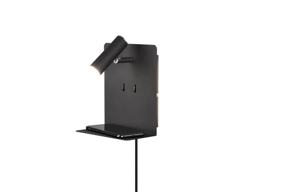 Wand lamp Element met schapje mat zwart