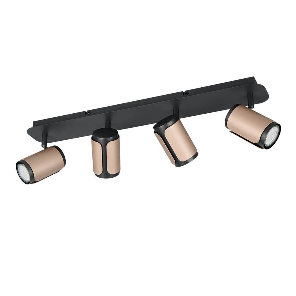 4-lichts opbouwspot Gillan zwart met bruin Trio 4017807640458
