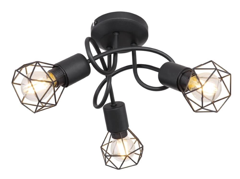Design plafondlamp Xara I zwart 3-lichts
