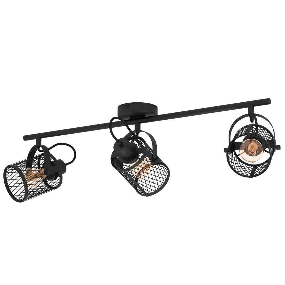 Plafondlamp Dellow 1 zwart 3-lichts Plafondlamp Dellow 1 zwart 3-lichts