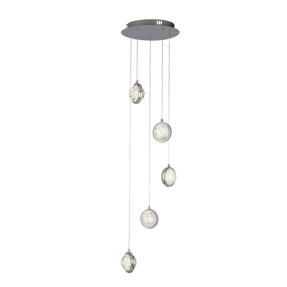 Hanglamp Quartz vide 5-lichts chroom Hanglamp Quartz vide 5-lichts chroom