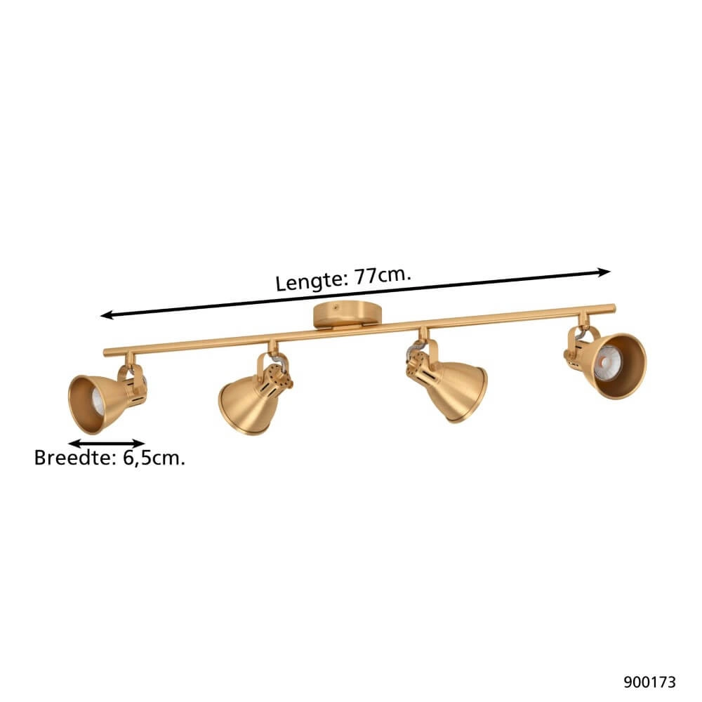 Messing plafondspot Seras 4x GU10 Eglo 9008606235674