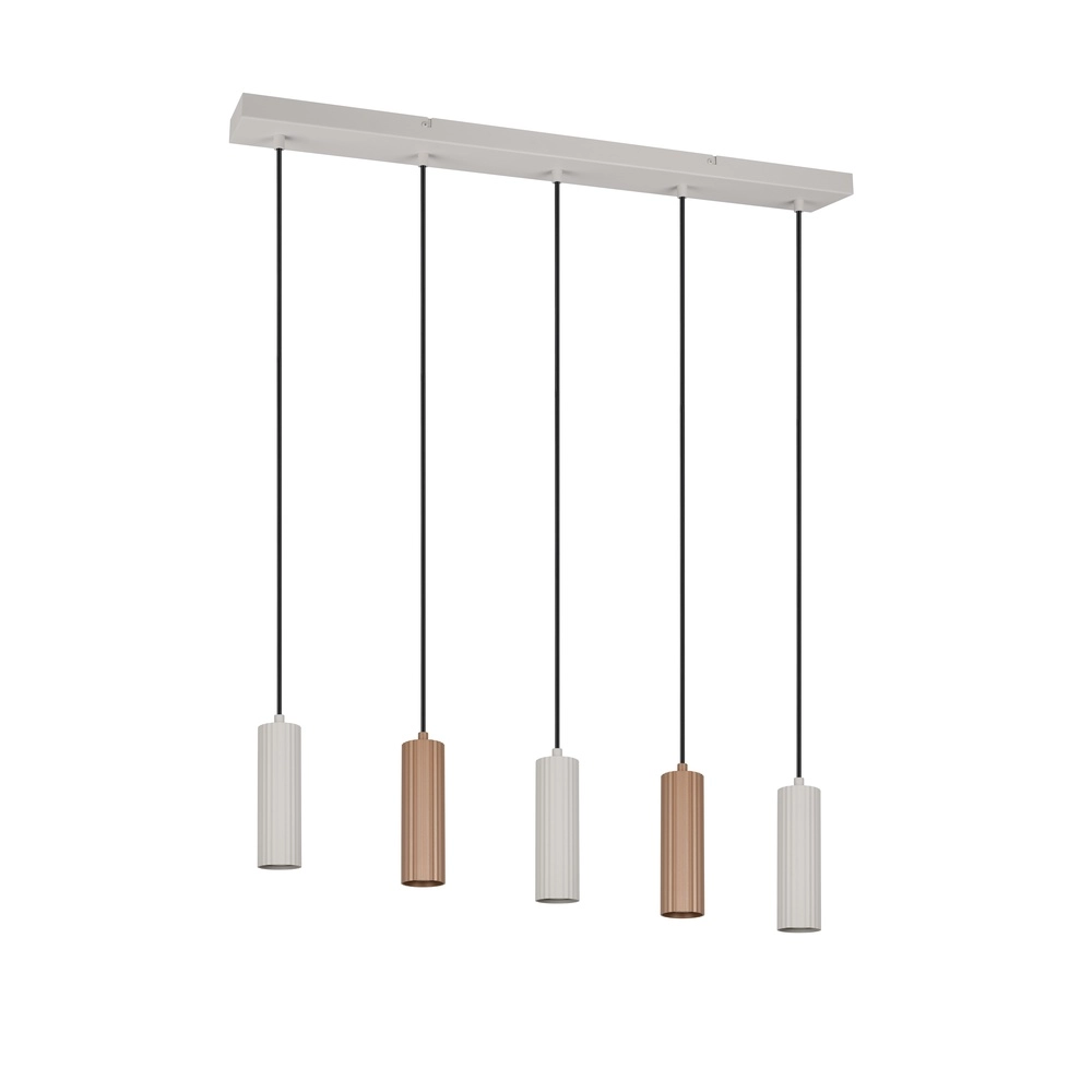Hanglamp Soka 5-lichts mokka bruin en grijs Trio 4017807670158