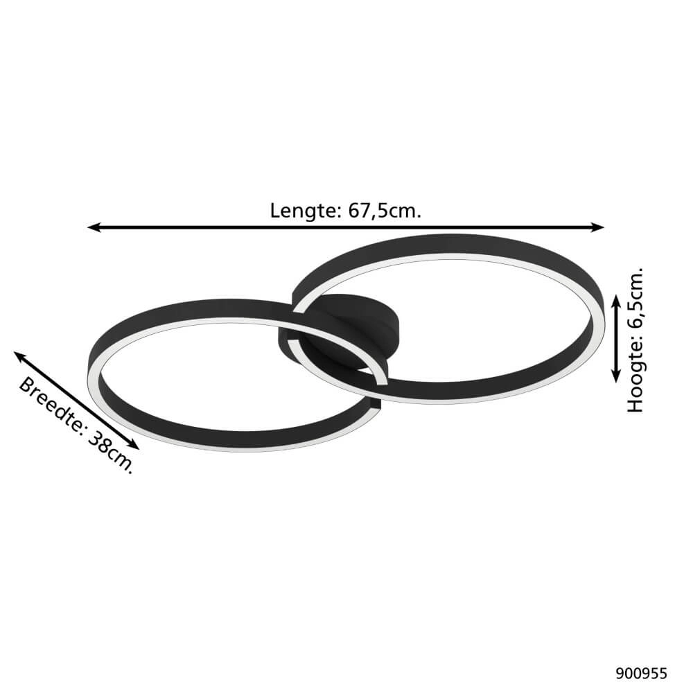 Witte led plafondlamp Amandolo 2-ringen Eglo 9008606275076